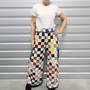 HANDMADE QUILT PANTS ooak vintage S M